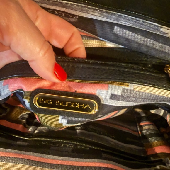 Big Buddha Black Quilted Shoulder Bag with Gold Accents - Picture 4 of 5